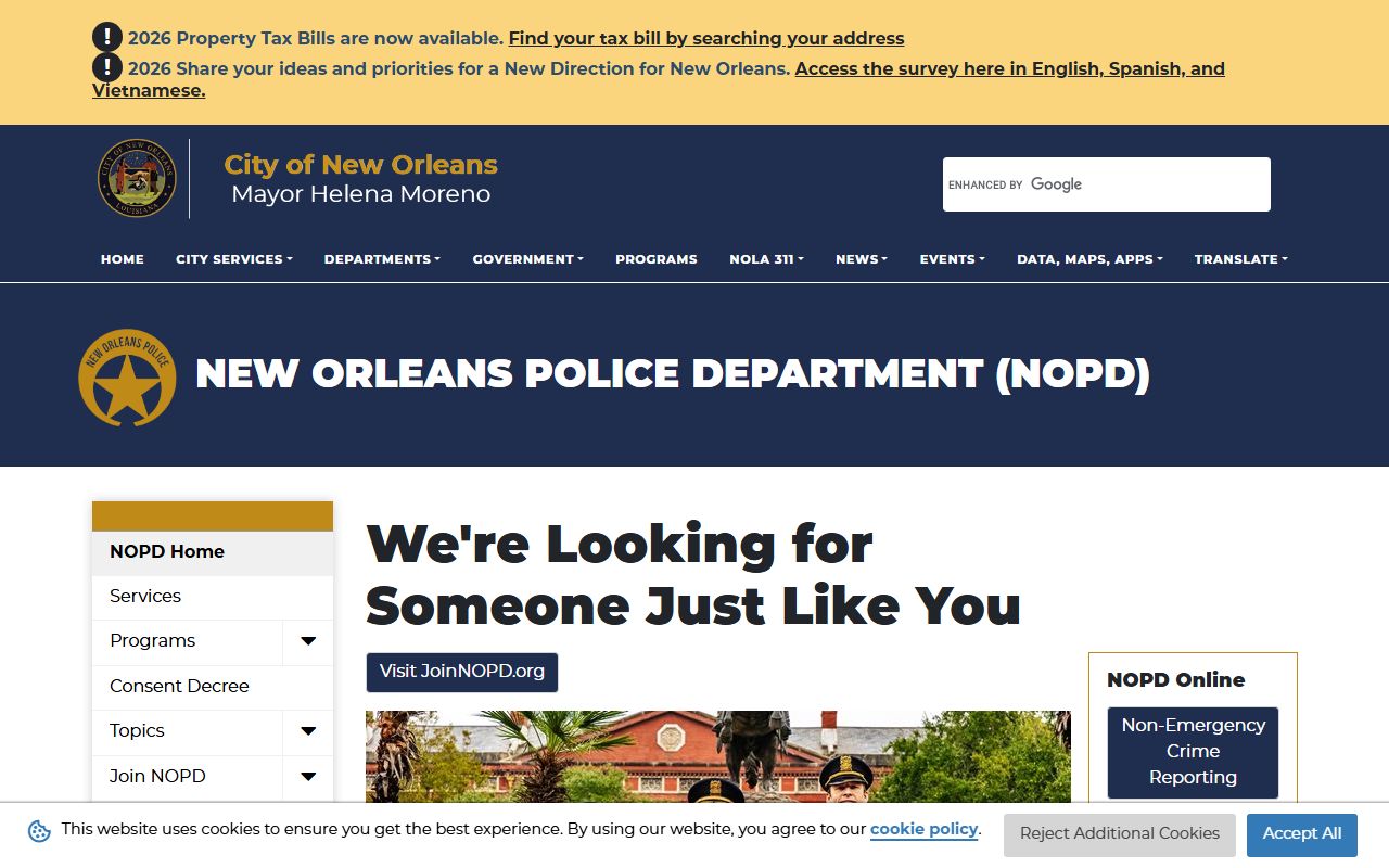 New Orleans Police Department homepage